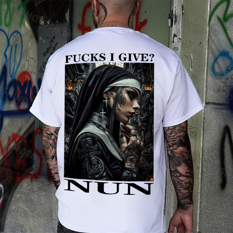 FUCKS I GIVE NUN Gangster Nun Print Men's T-shirt Image - 2