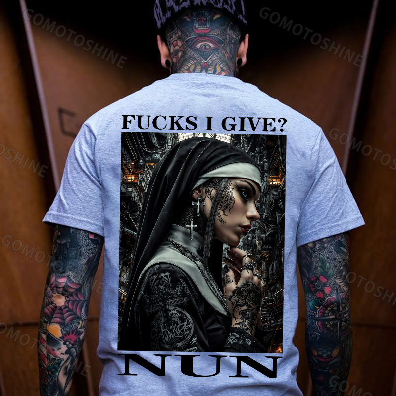 FUCKS I GIVE NUN Gangster Nun Print Men's T-shirt Image - 3