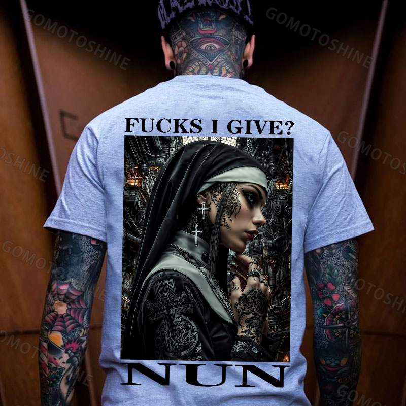 FUCKS I GIVE NUN Gangster Nun Print Men's T-shirt Image - 3