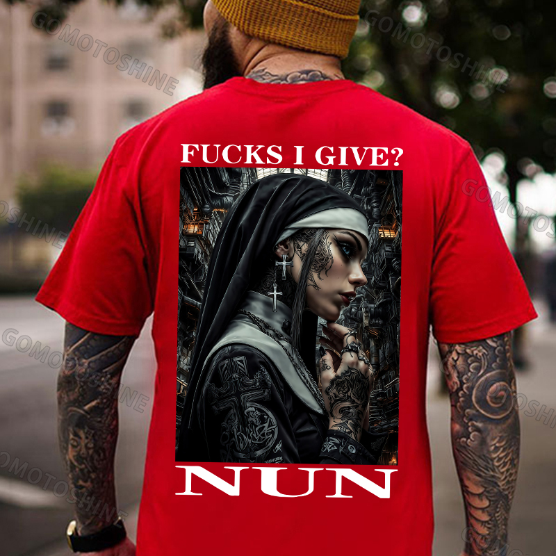 FUCKS I GIVE NUN Gangster Nun Print Men's T-shirt Image - 6