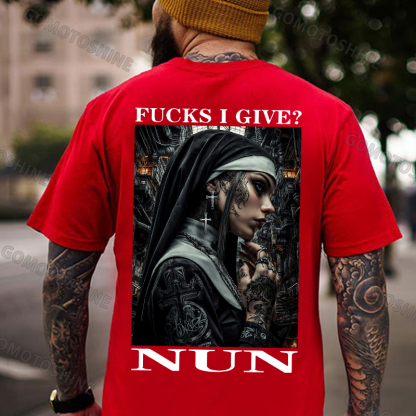 FUCKS I GIVE NUN Gangster Nun Print Men's T-shirt Image - 6