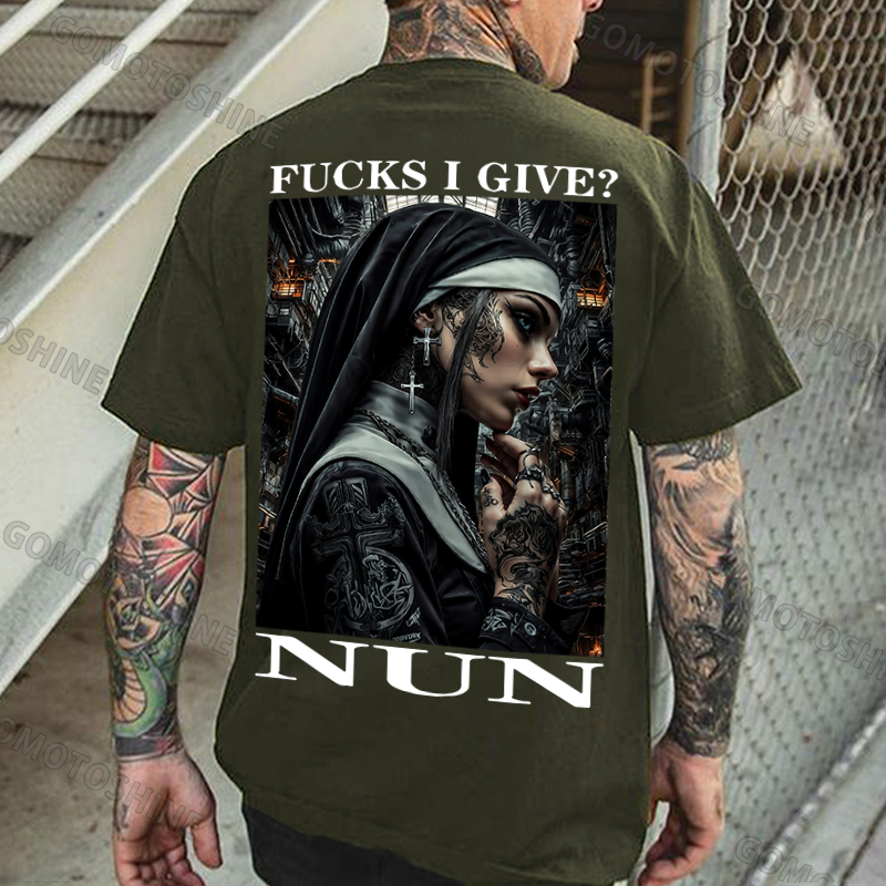 FUCKS I GIVE NUN Gangster Nun Print Men's T-shirt Image - 5