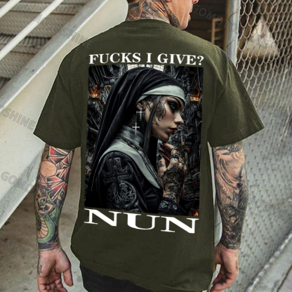 FUCKS I GIVE NUN Gangster Nun Print Men's T-shirt Image - 5