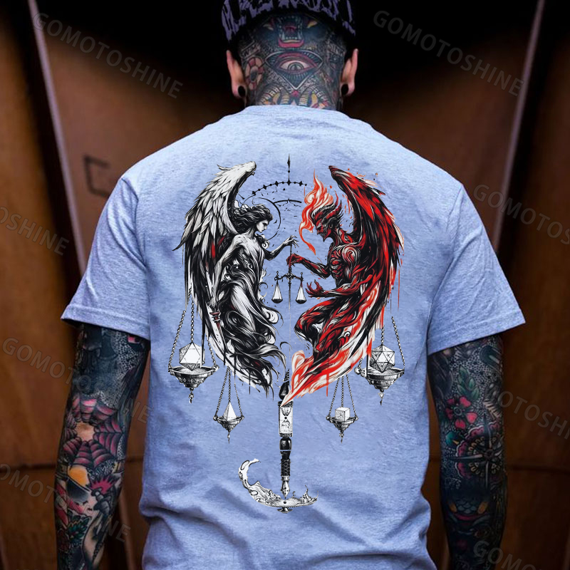 Libra Angel And Devil Print Men's T-shirt Image - 3