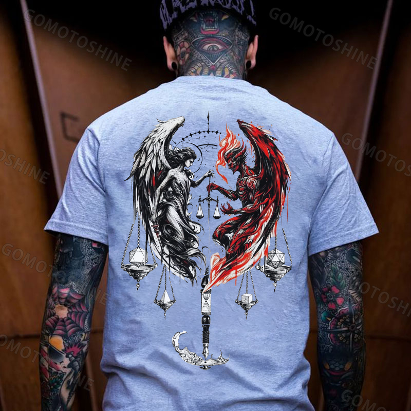 Libra Angel And Devil Print Men's T-shirt Image - 3