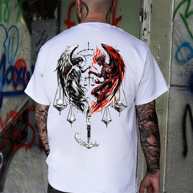 Libra Angel And Devil Print Men's T-shirt Image - 7