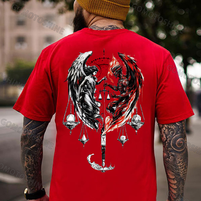 Libra Angel And Devil Print Men's T-shirt Image - 6