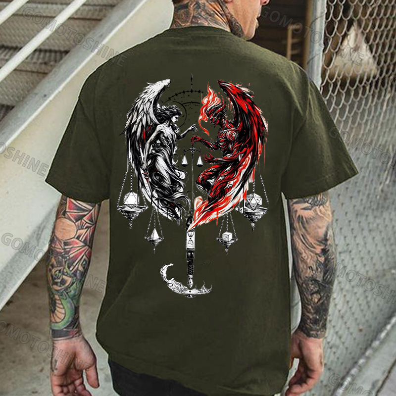 Libra Angel And Devil Print Men's T-shirt Image - 5