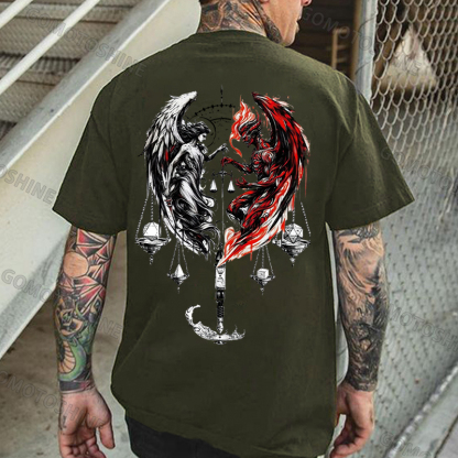 Libra Angel And Devil Print Men's T-shirt Image - 5