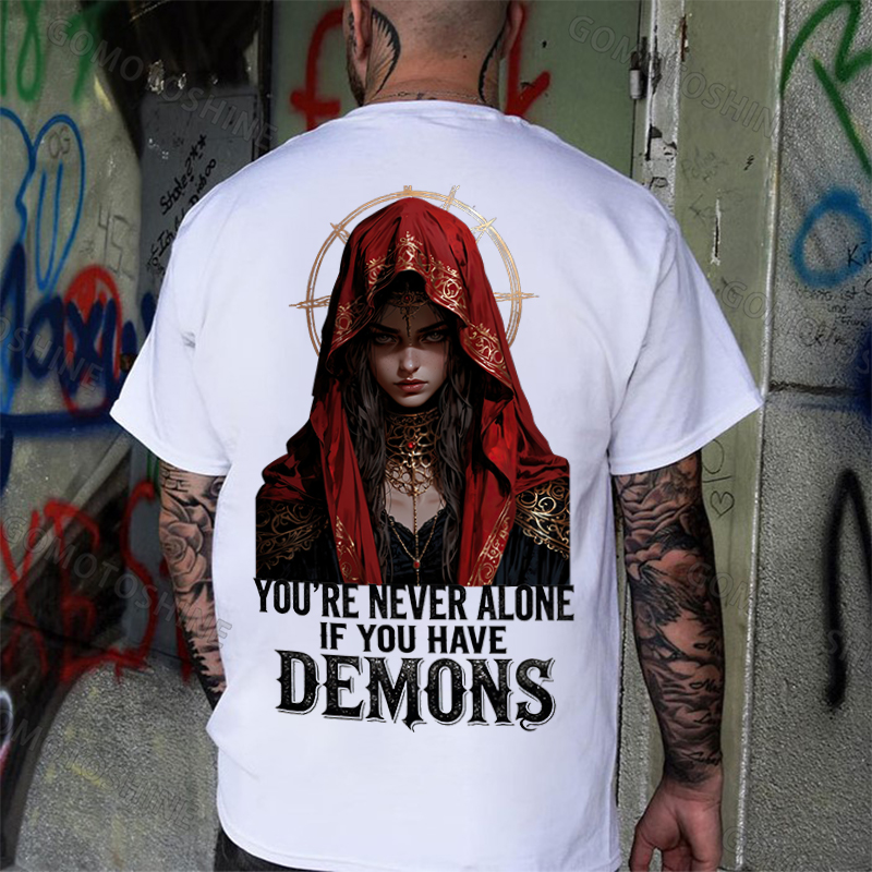 YOU'RE NEVER ALONE IF YOU HAVE DEMONS Holy Cyber Nun Print Men's T-shirt Image - 2