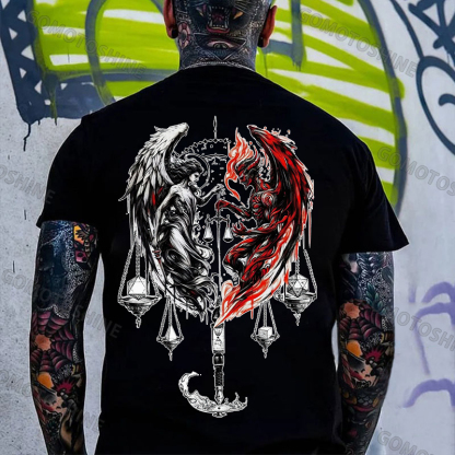 Libra Angel And Devil Print Men's T-shirt Image - 2