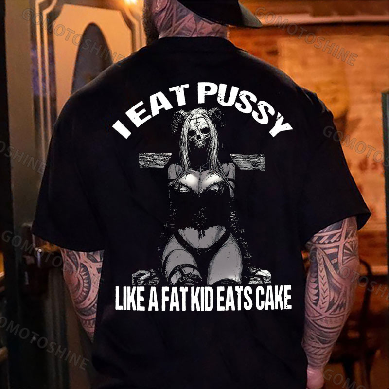 I EAT PUSSY LIKE A FAT KID EATS CAKE Sexy Devil Lady Print Men's T-shirt Image - 1