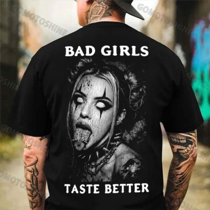 BAD GIRLS TASTE BETTER Punk Bad Girl Dark Style Print Men's T-shirt Image - 1