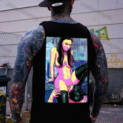 The Man Suck Naked Lady Print Men's Vest