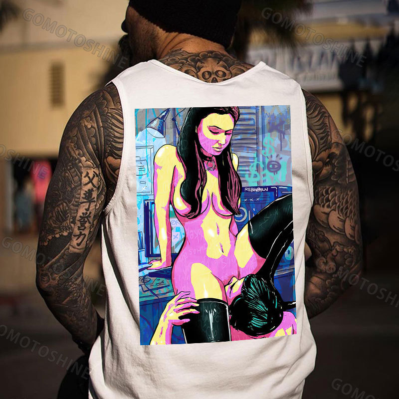 The Man Suck Naked Lady Print Men's Vest