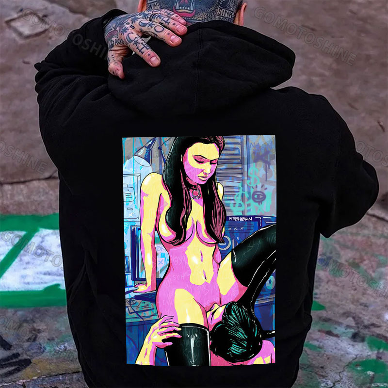 The Man Suck Naked Lady Print Men's Hoodie