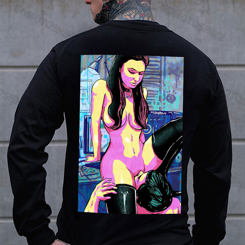 The Man Suck Naked Lady Print Men's Sweatshirt