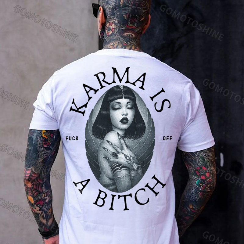 KARMA IS A BITCH Cyber Girl Retro Print Men's T-shirt Image - 2