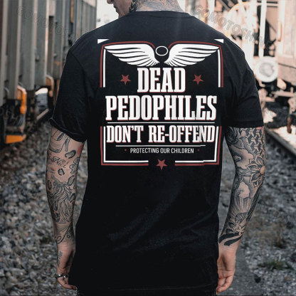 DEAD PEDOPHILES DON'T RE-OFFEND PROTECTING OUR CHILDREN Angel Wings Print Men's T-shirt Image - 1