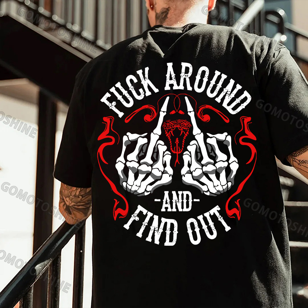 FUCK AROUND AND FIND OUT Defiant Bone Hand Print Men's T-shirt Image - 1