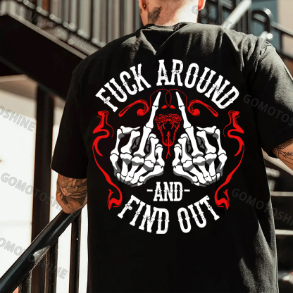 FUCK AROUND AND FIND OUT Defiant Bone Hand Print Men's T-shirt Image - 1