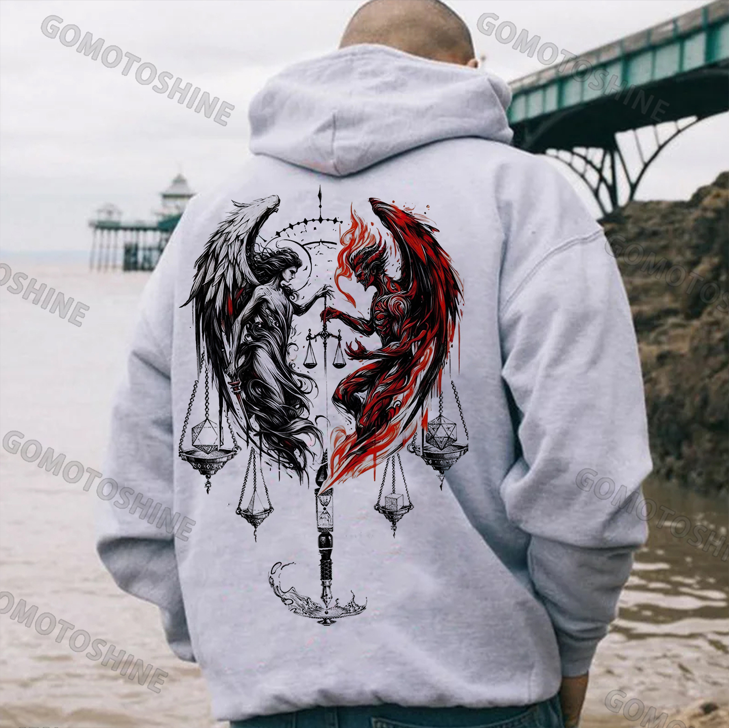 Libra Angel And Devil Print Men's Hoodie