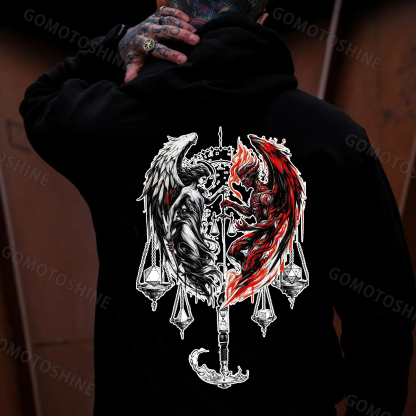 Libra Angel And Devil Print Men's Hoodie