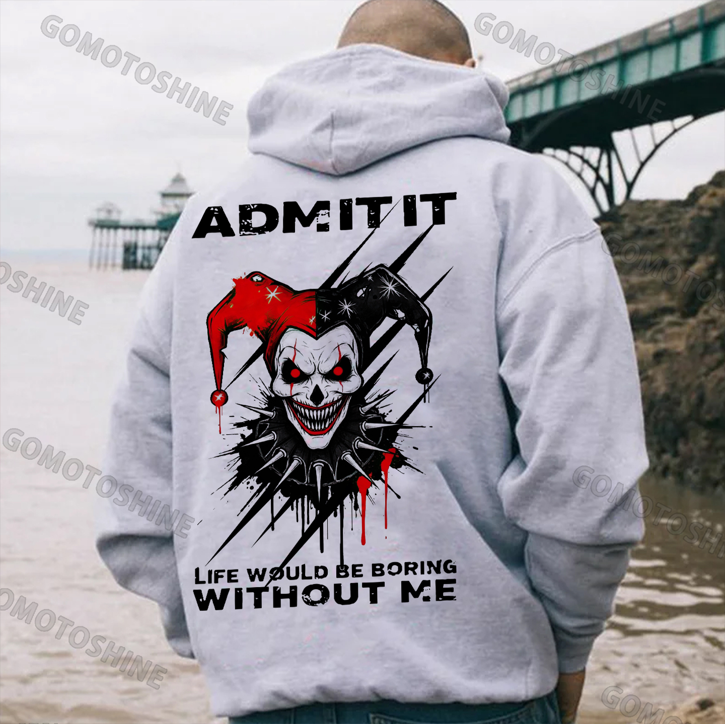 ADMIT IT LIFE WOULD BE BORING WITHOUT ME Evil Joker Print Men's Hoodie