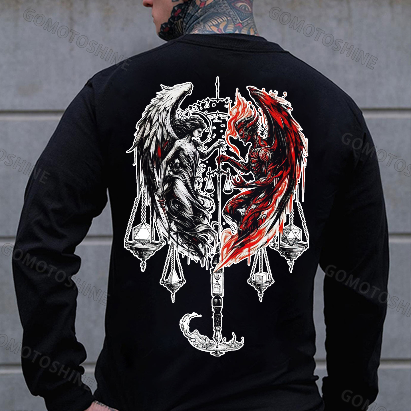 Libra Angel And Devil Print Men's Sweatshirt