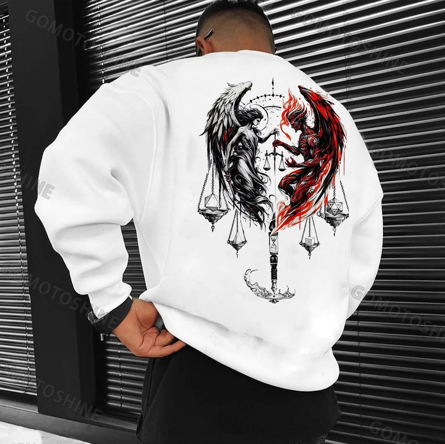 Libra Angel And Devil Print Men's Sweatshirt