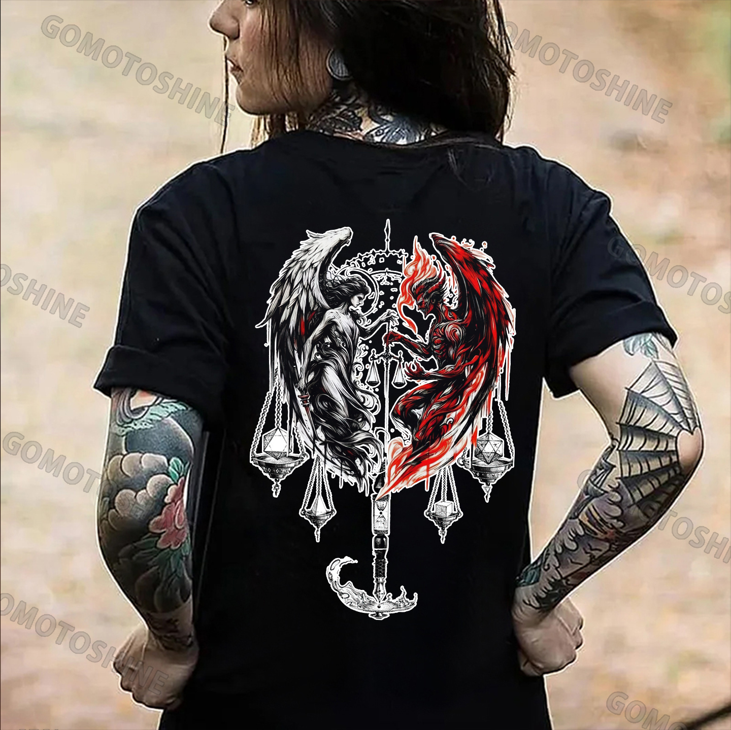 Libra Angel And Devil Print Women's T-shirt