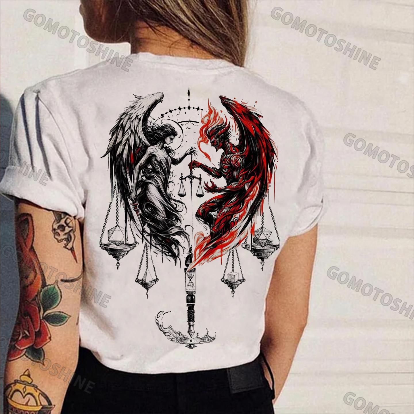 Libra Angel And Devil Print Women's T-shirt