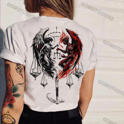 Libra Angel And Devil Print Women's T-shirt