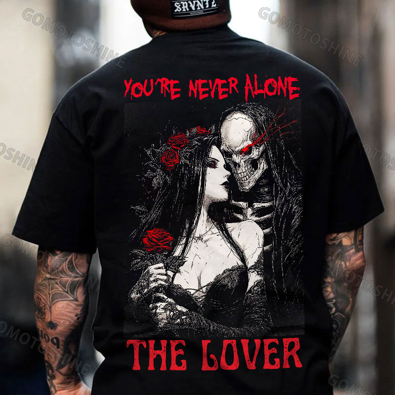 YOU'RE NEVER ALONE THE LOVER Skeleton And Sexy Woman Print Men's T-shirt Image - 1
