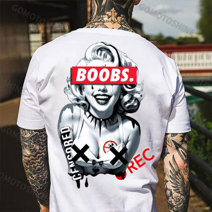 BOOBS CENSORED REC Sexy Blonde Lady Print Men's T-shirt Image - 1