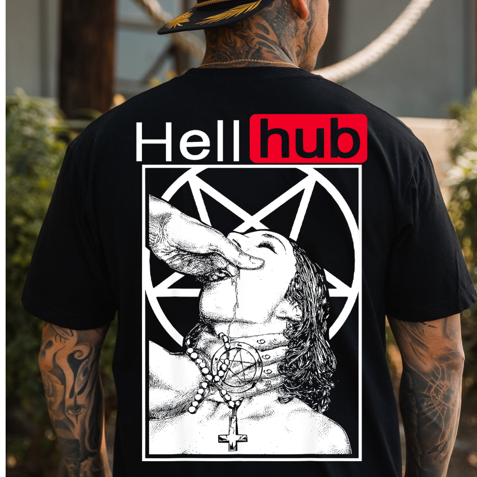 Hellhub Suck Devil's Finger Girl Print Men's T-shirt Image - 2