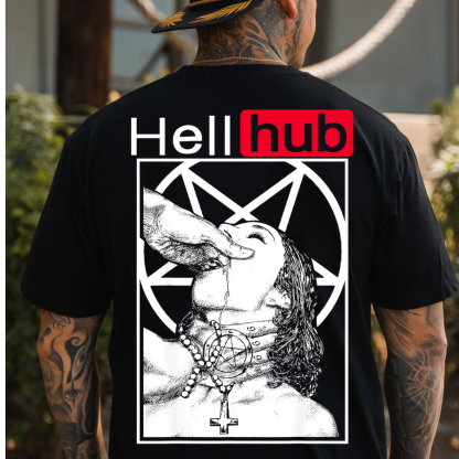 Hellhub Suck Devil's Finger Girl Print Men's T-shirt Image - 2