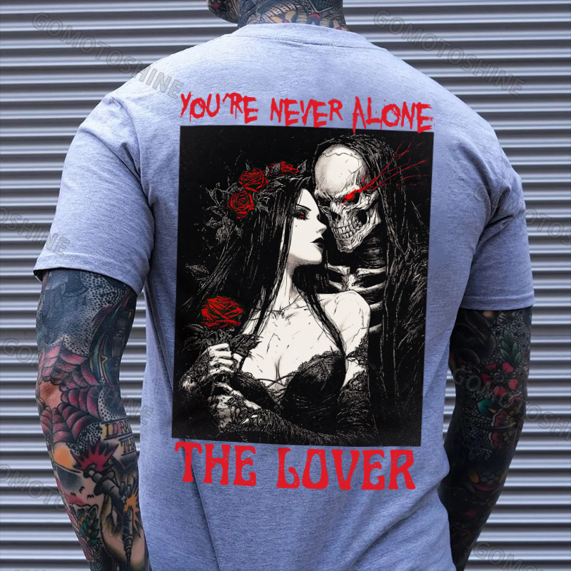YOU'RE NEVER ALONE THE LOVER Skeleton And Sexy Woman Print Men's T-shirt Image - 3