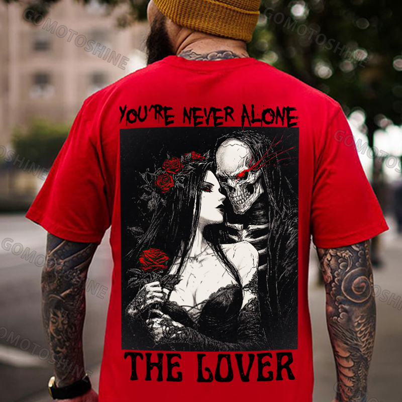 YOU'RE NEVER ALONE THE LOVER Skeleton And Sexy Woman Print Men's T-shirt Image - 6