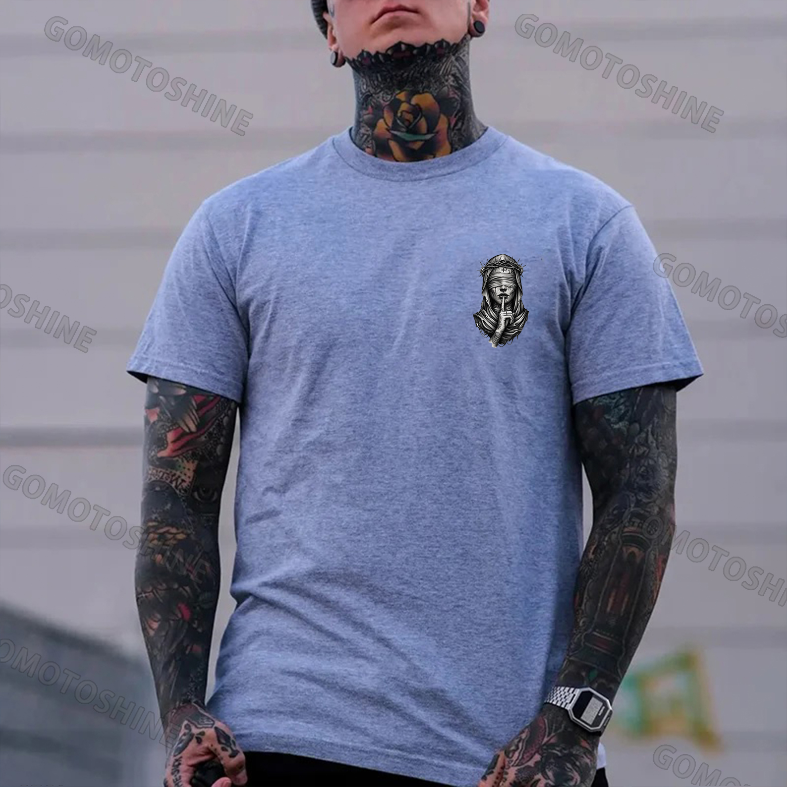 Blindfolded Thorn Nun Print Men's T-Shirt Image - 8