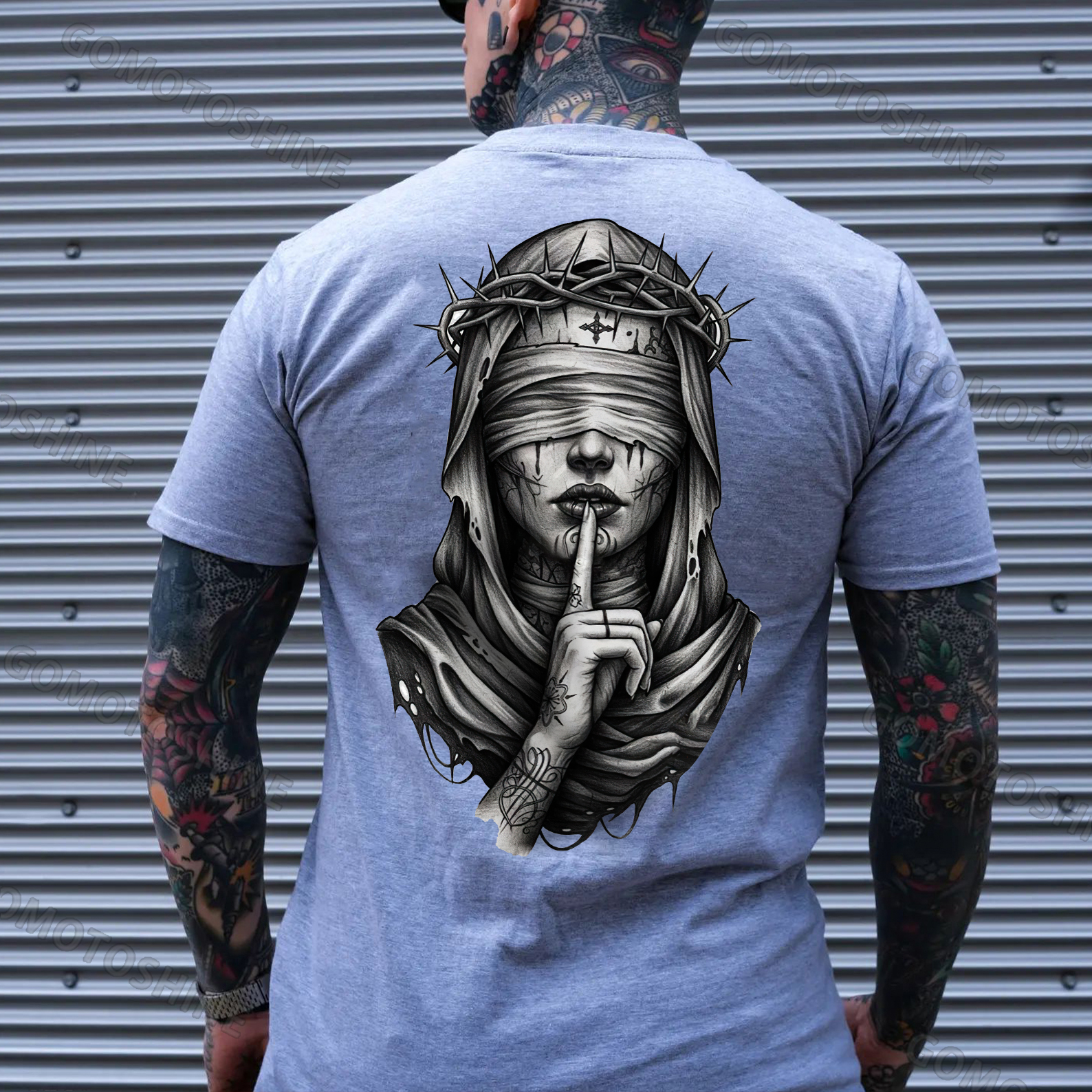 Blindfolded Thorn Nun Print Men's T-Shirt Image - 4