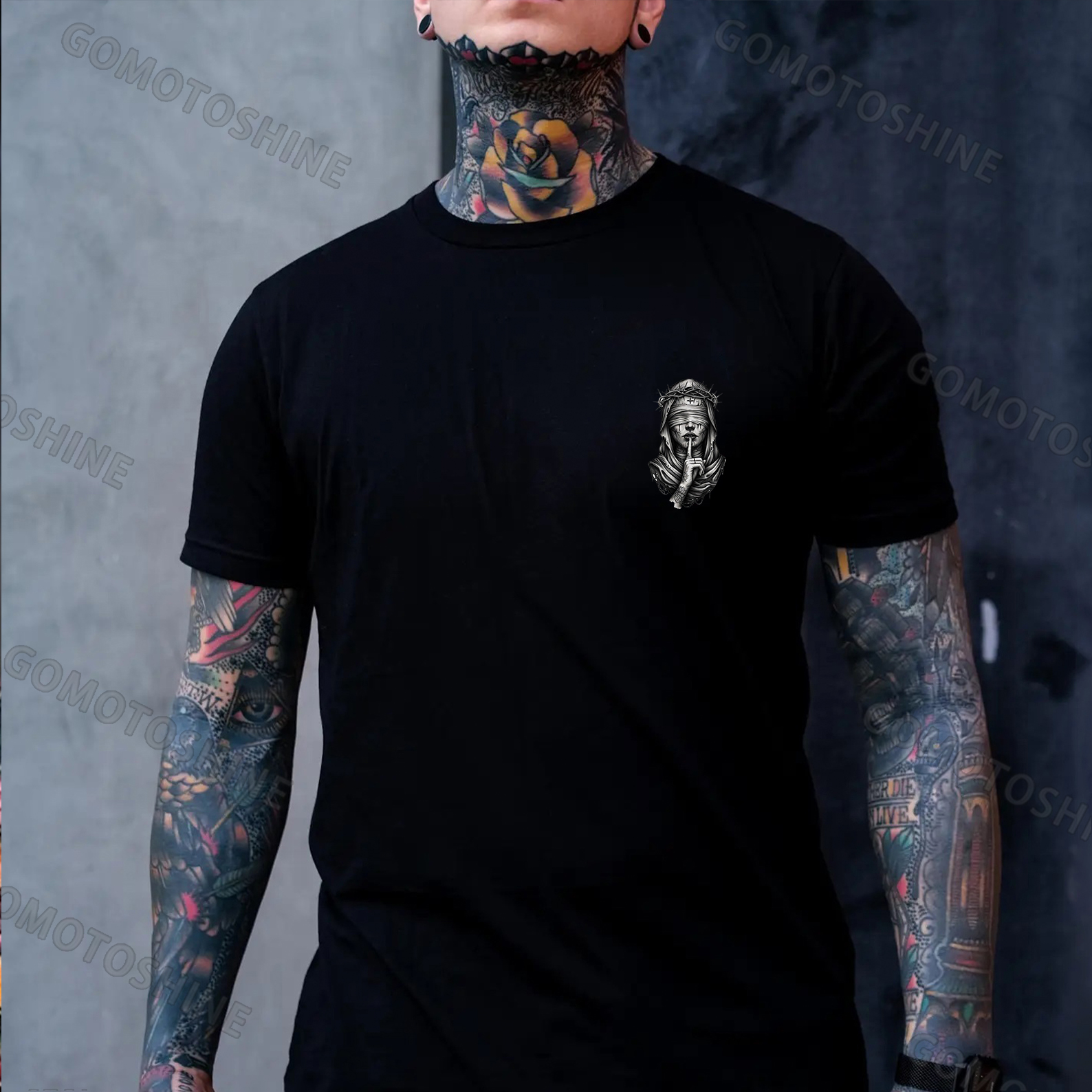 Blindfolded Thorn Nun Print Men's T-Shirt Image - 2