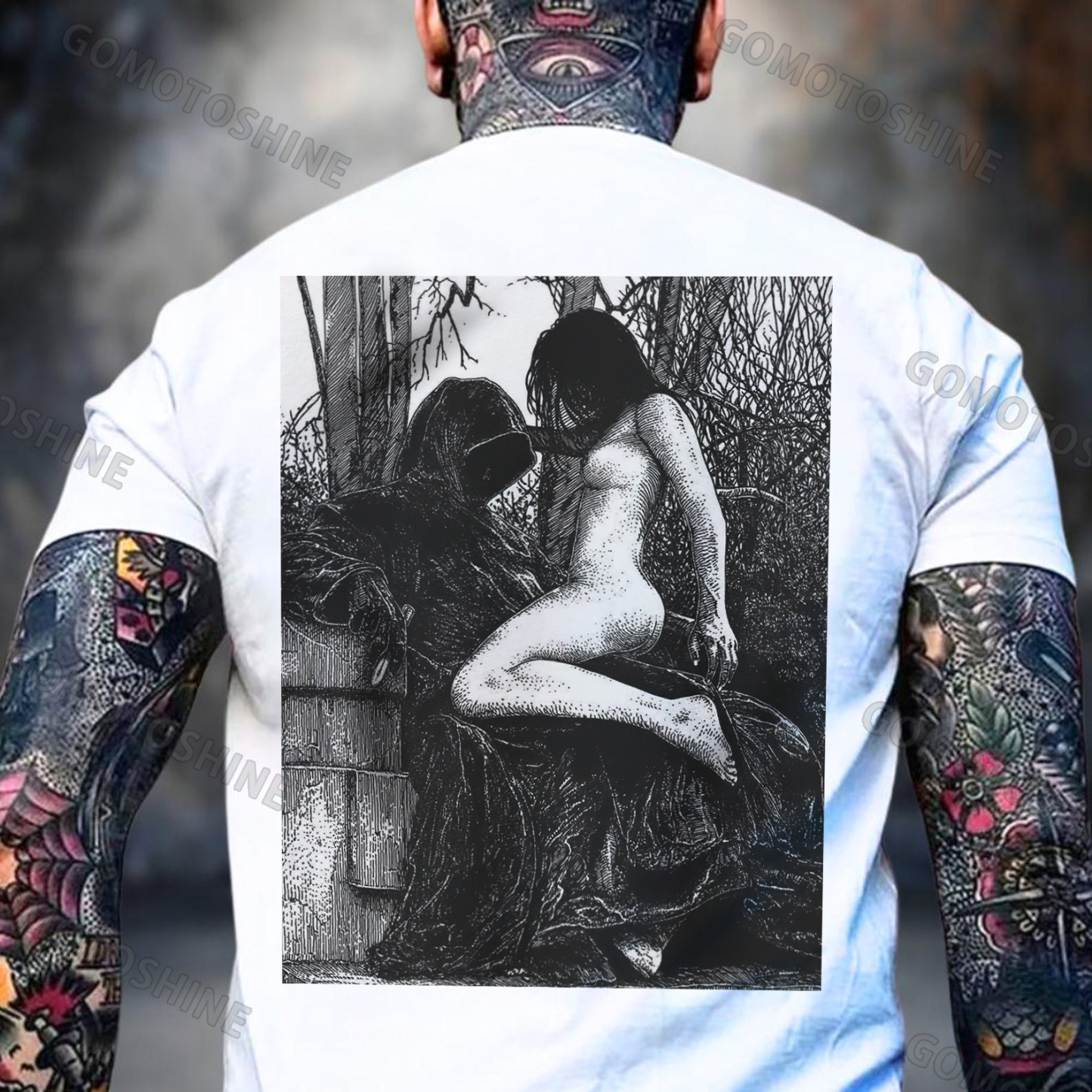 Sexy Girl Fell In Love With The Devil Print Men's T-shirt Image - 2