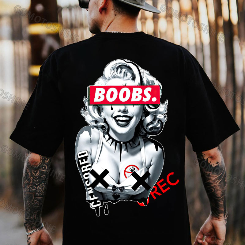 BOOBS CENSORED REC Sexy Blonde Lady Print Men's T-shirt Image - 2
