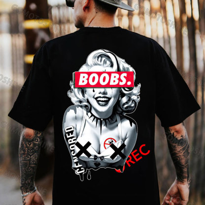 BOOBS CENSORED REC Sexy Blonde Lady Print Men's T-shirt Image - 2
