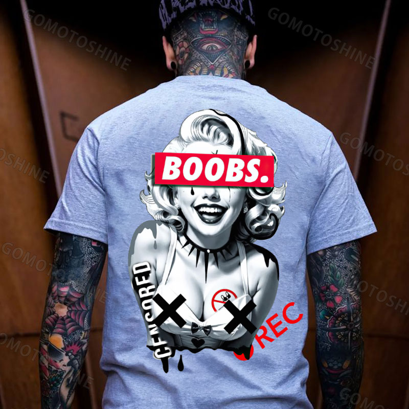 BOOBS CENSORED REC Sexy Blonde Lady Print Men's T-shirt Image - 3