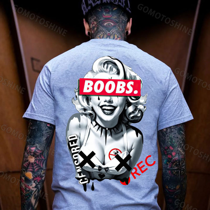 BOOBS CENSORED REC Sexy Blonde Lady Print Men's T-shirt Image - 3