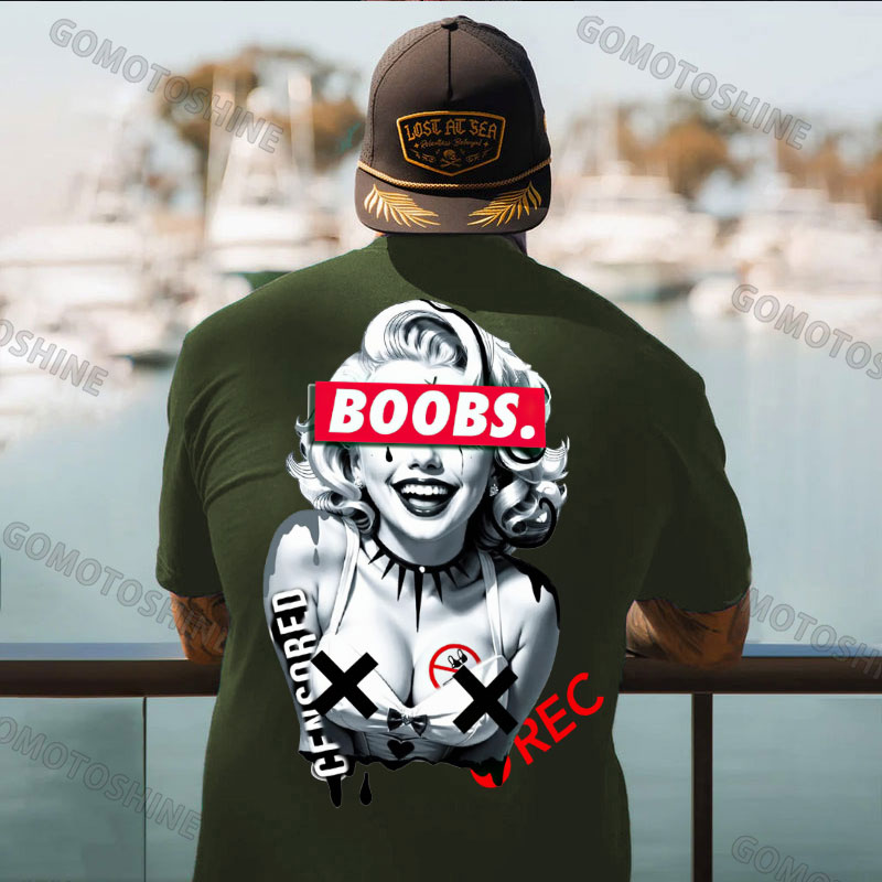 BOOBS CENSORED REC Sexy Blonde Lady Print Men's T-shirt Image - 5