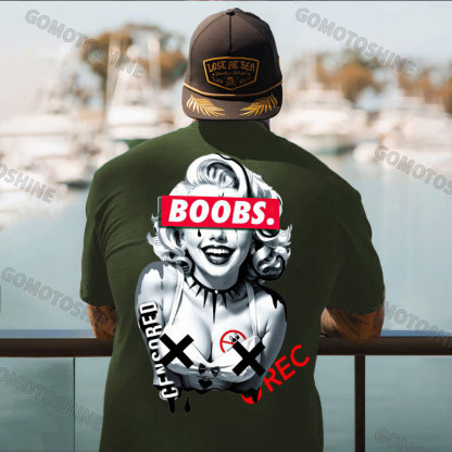 BOOBS CENSORED REC Sexy Blonde Lady Print Men's T-shirt Image - 5