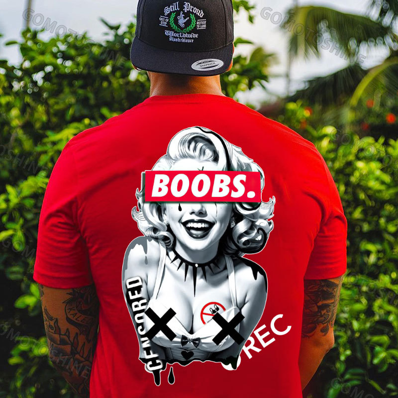 BOOBS CENSORED REC Sexy Blonde Lady Print Men's T-shirt Image - 6